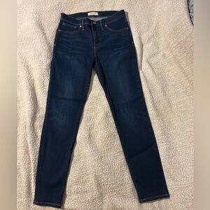 Dark denim mid rise skinny jeans